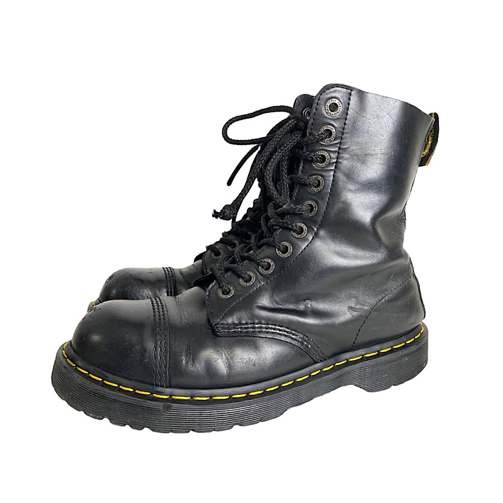 Dr Martens 10966 Steel Toe Cap Combat Boots Black Leather 10 Eye Lace Up Punk 11 - Picture 1 of 16